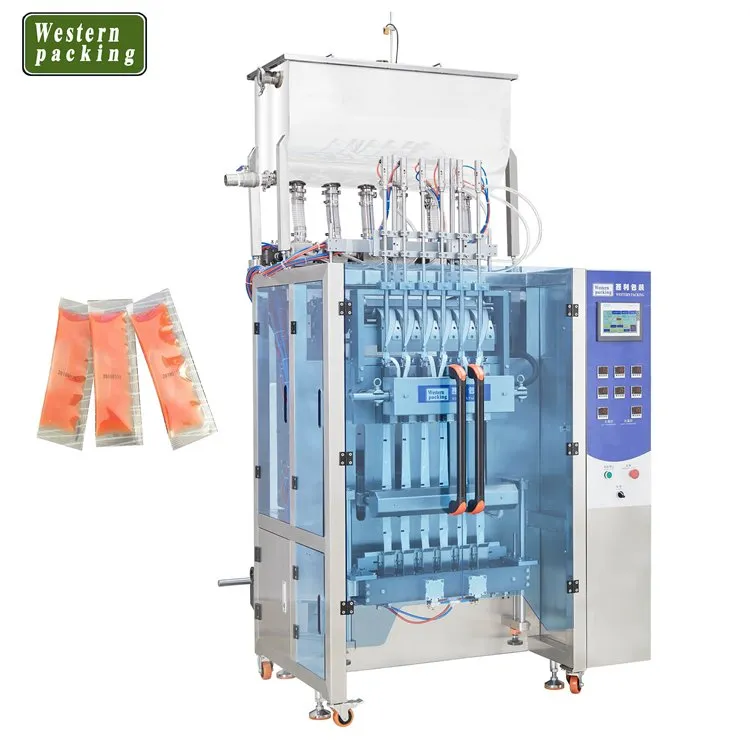 Víceproudový stroj na balení želé se třemi bočními sáčky